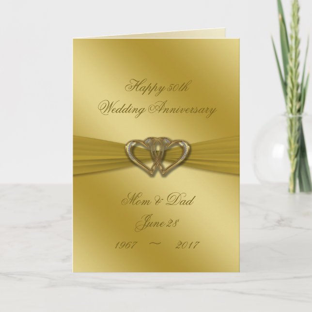 Clásica Tarjeta de Aniversario del Boda Golden 50 (Anverso)
