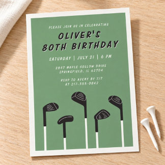 Clásica Tarjeta de Cumpleaños 80 de Golf para Homb