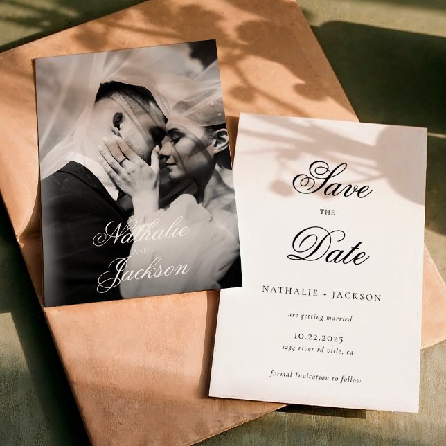 Clásica Tarjeta de Guardar la Fecha de Boda con Fo (Subido por el creador)
