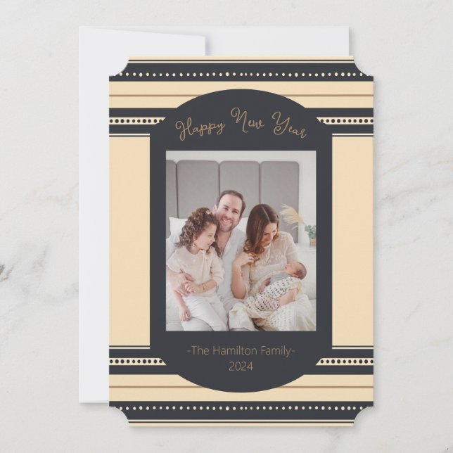 Clásica Tarjeta de guión de oro negro para Año Nue (Anverso)