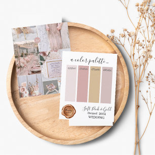 Clásica Tarjeta de paleta de colores de Boda dorad