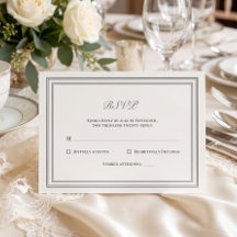 Clásica Tarjeta de Respuesta de Boda con Marco Ecr