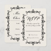 Clásica tarjeta de respuesta de boda en marfil ant