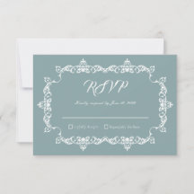 Clásica tarjeta de RSVP de boda azul Sage brumoso