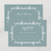 Clásica tarjeta de RSVP de boda azul Sage brumoso