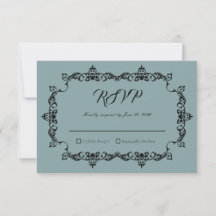 Clásica tarjeta de RSVP de boda azul Sage brumoso