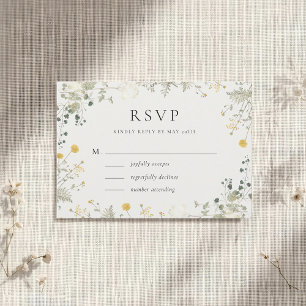 Clásica Tarjeta de RSVP de Boda con Flores Silvest