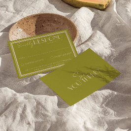 Clásica tarjeta de RSVP de boda de lujo en verde m
