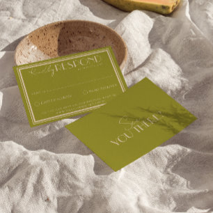 Clásica tarjeta de RSVP de boda de lujo en verde m