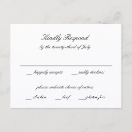 Clásica Tarjeta de RSVP para Boda en Blanco y Negr