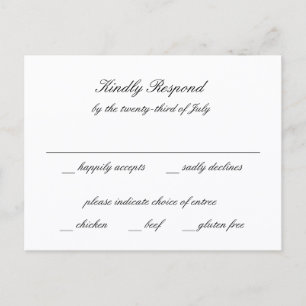 Clásica Tarjeta de RSVP para Boda en Blanco y Negr