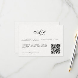 Clásica Tarjeta RSVP de matrimonio formal Código Q