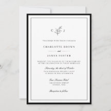 Clásica y elegante invitación a la boda en monogra