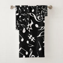 Clásica y Simple White Music Notes sobre negro