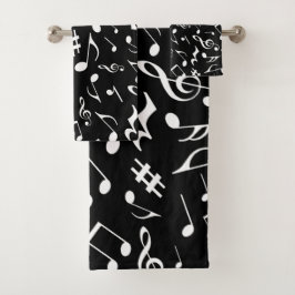 Clásica y Simple White Music Notes sobre negro