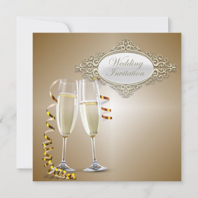 Clásicas gafas de champán Invitación a la boda (Anverso)