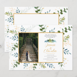Clásicas invitaciones a bodas formales eucalipto