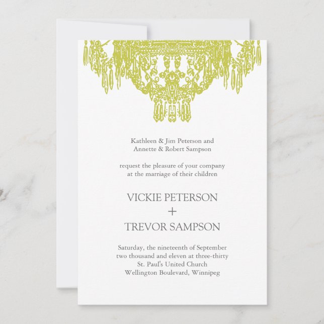 Clásicas invitaciones a la boda de candelabros (Anverso)