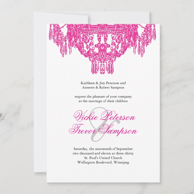 Clásicas invitaciones a la boda de candelabros (Anverso)
