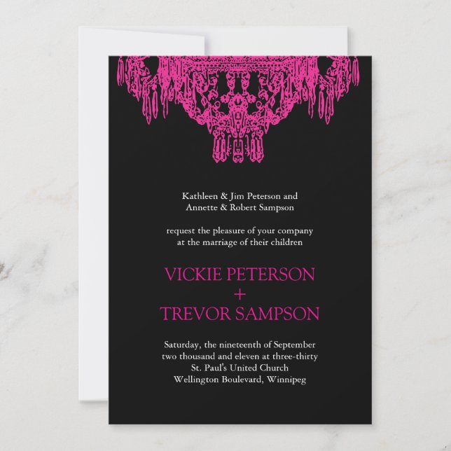 Clásicas invitaciones a la boda de candelabros (Anverso)