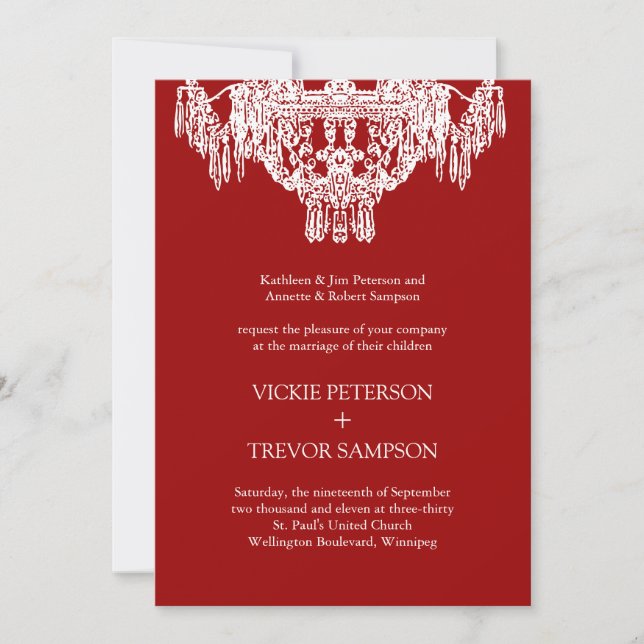 Clásicas invitaciones a la boda de candelabros (Anverso)