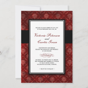 Clásicas invitaciones a la boda de terciopelo