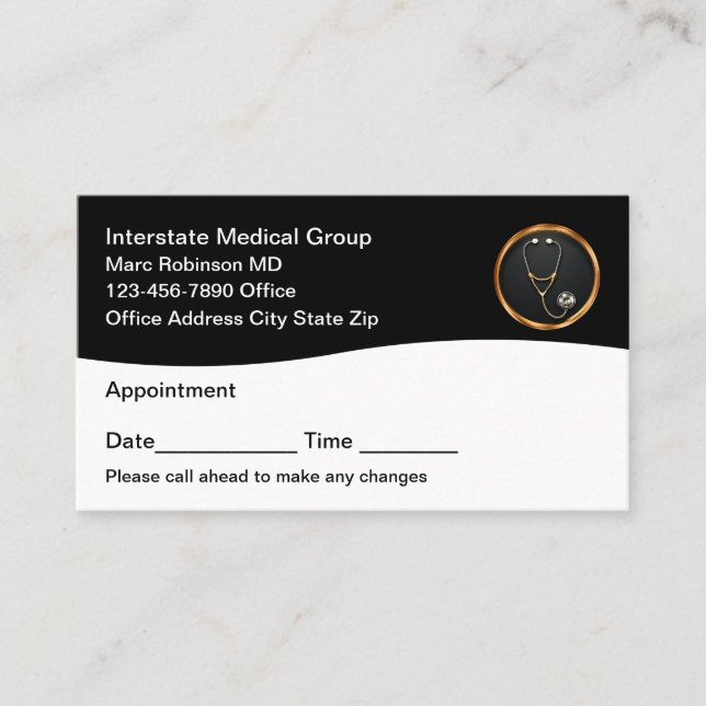 Clásicas tarjetas de cita de Médico médico (Anverso)