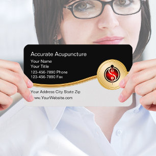 Clásicas tarjetas de negocios de acupuntura médica