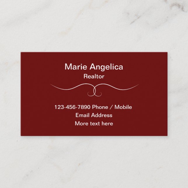 Clásicas Tarjetas De Negocios Realtor Simple Real  (Anverso)