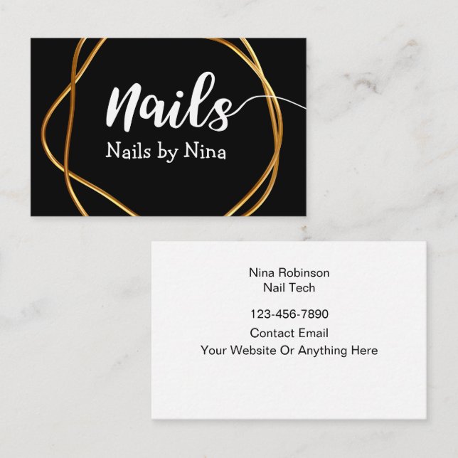 Clásicas Tarjetas de visita de Manicurista Nail Te (Anverso / Reverso)