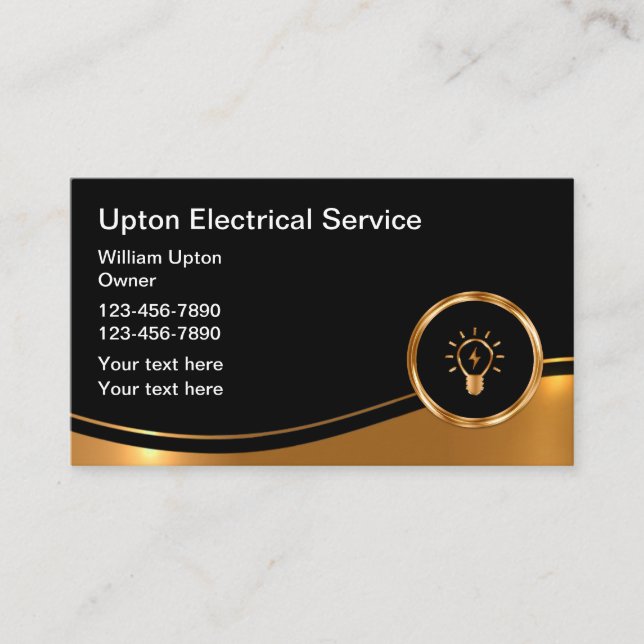 Clásicas Tarjetas de visita de servicio eléctrico (Anverso)