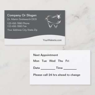Clásicas tarjetas de visita para citas de dentista