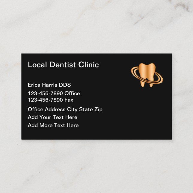 Clásicas tarjetas de visita para citas de dentista (Anverso)