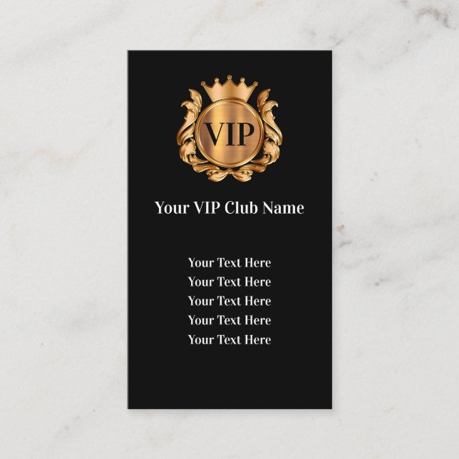 Clásicas tarjetas de visita para socios VIP Club (Anverso)