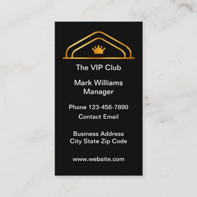 Clásicas tarjetas de visita vertical del Club VIP (Anverso)