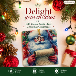 Clásico adorno de cerámica de Navidad de Papá Noel