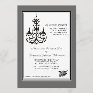 Clásico araña de platino 5x7 Invitación a la boda