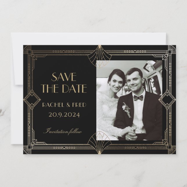 Clásico Art Deco Elegante Oro Negro de los años 20 (Anverso)