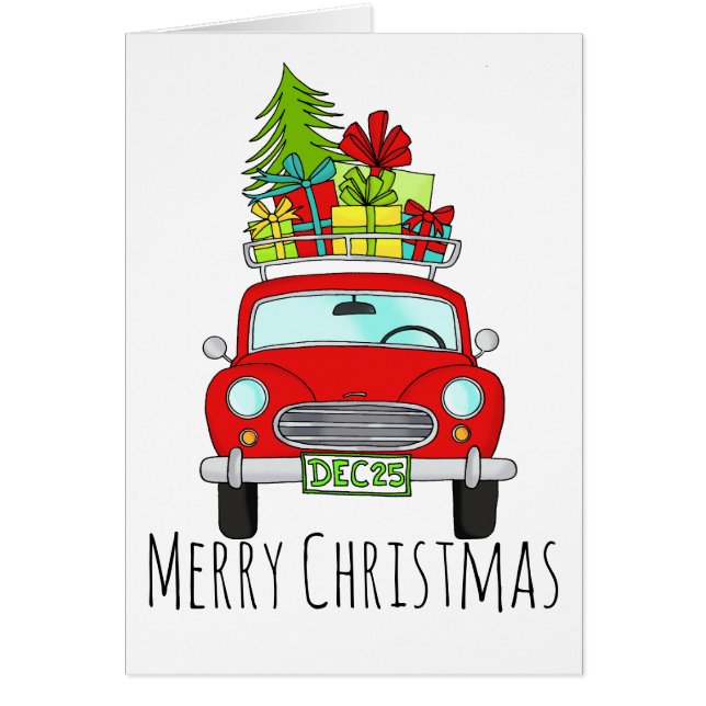 Clásico auto navideño con regalos (Frente)