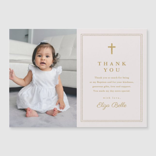 Clásico Bautizo Foto Cruz Dorada (Anverso)