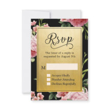 Clásico Black Gold Vintage Floral RSVP Respuesta