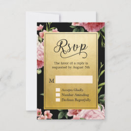 Clásico Black Gold Vintage Floral RSVP Respuesta