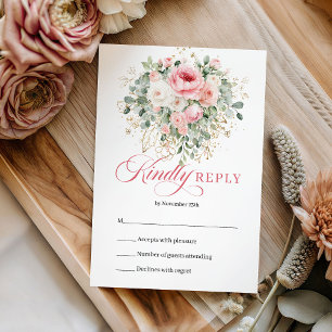 Clásico Bohemio Rubor Dorado Floral Boda RSVP
