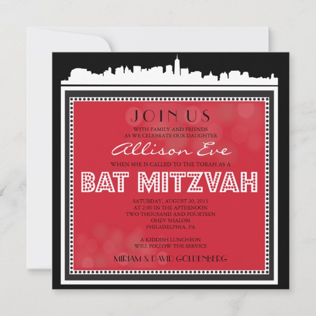 CLÁSICO BROADWAY Bar Bat Mitzvah Invitación (Anverso)
