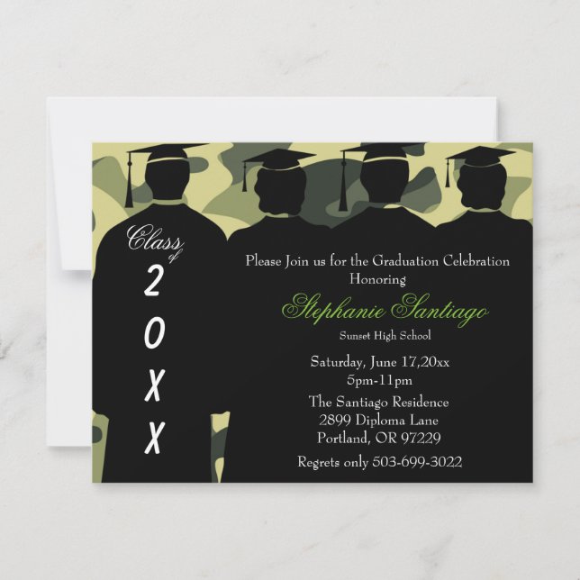 Clásico Camo Elegante invitación a graduación (Anverso)