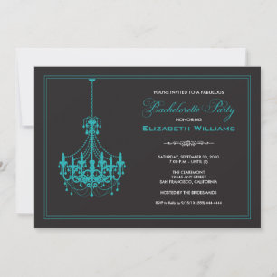 Clásico candelier Bachelorette Invitación (aqua)