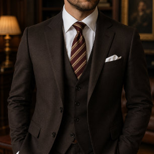 Clásico Corbata de Raya Burgundy para Bodas y Nego