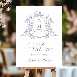 Clásico crest floral lavanda bienvenida boda