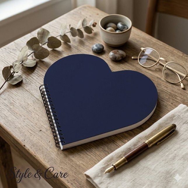 Clásico Cuaderno en Forma de Corazón Encuadernado  (Classic Navy Blue Spiral-Bound Heart Shaped Notebook)