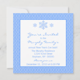 Clásico Damask copos de nieve invitación de Año Nu